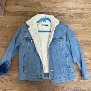 Topshop Denim Sherpa Jacket